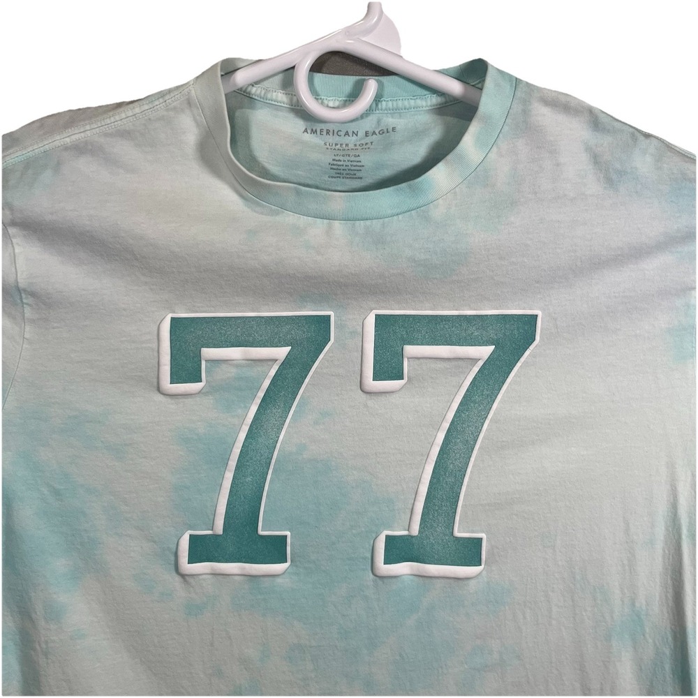 American Eagle Men's Large Tall LT Blue Super Soft Logo Graphic T-Shirt 77